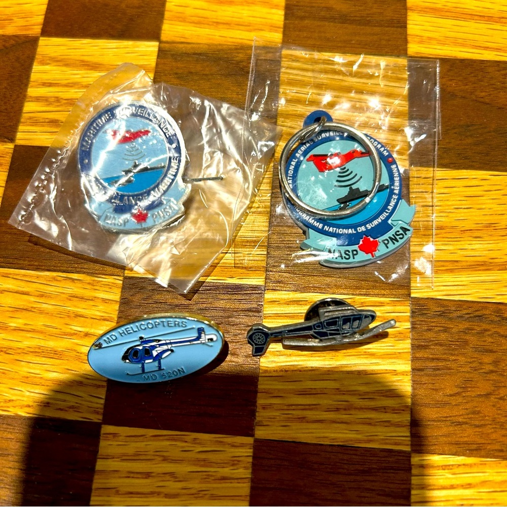 Helicopter Aviation Pin & Keychain Bundle. Very cool collectable Pieces